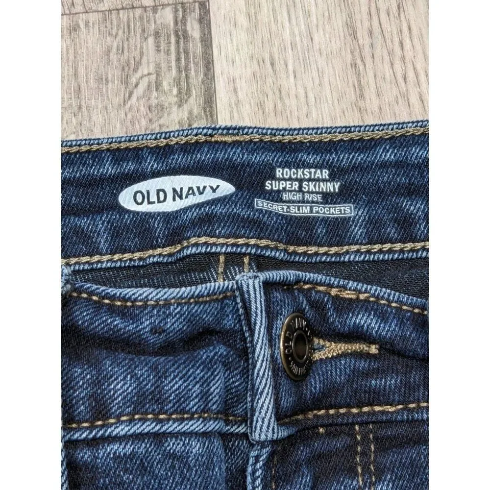 Old‎ Navy Size 6 Rockstar Skinny High Rise Pockets Distressed Blue Jeans